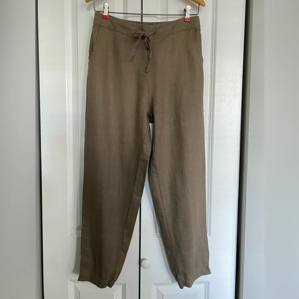 100% Linen Drawstring Pants - Picture 2 of 6